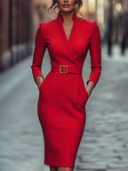 TIVARA | Abito Nero Elegante con Cintura - Stile e Comfort per Ogni Occasione