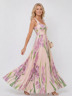 Oriana | Vestito Midi Senza Maniche con Scollo Quadrato e Pieghe - Eleganza e Stile per Ogni Occasione!