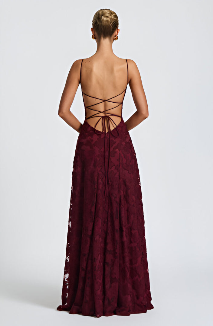 Francisa - Maxi Abito Elegante con Corsetto in Pizzo per un Look da Sogno