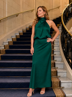 Nopal | Vestito Midi Senza Maniche con Collo Drappeggiato - Eleganza e Stile per Ogni Occasione!