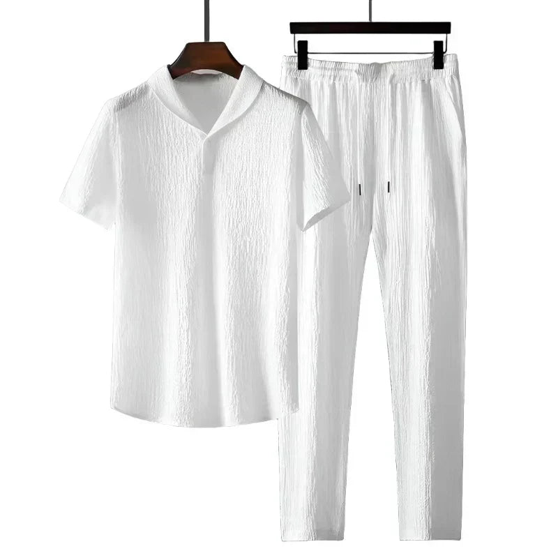 Set Elegante: Polo e Pantaloni in Cotone per un Look Fresco e Confortevole