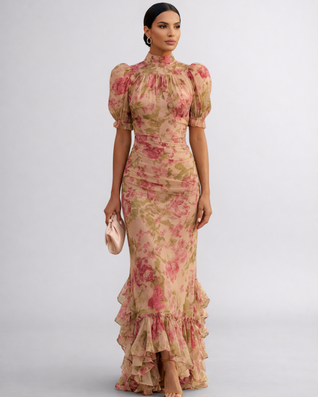 Rosario | Abito Lungo Floreale in Chiffon: Eleganza e Stile per Ogni Occasione