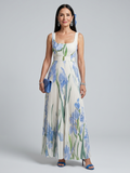 Ophelia | Abito Midi Senza Maniche con Scollatura Quadrata e Stampa Floreale - Eleganza Primaverile!