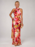Elisabetta | Abito Maxi Floreale con Collo Halter - Eleganza e Stile per Ogni Occasione!