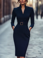 TIVARA | Abito Nero Elegante con Cintura - Stile e Comfort per Ogni Occasione