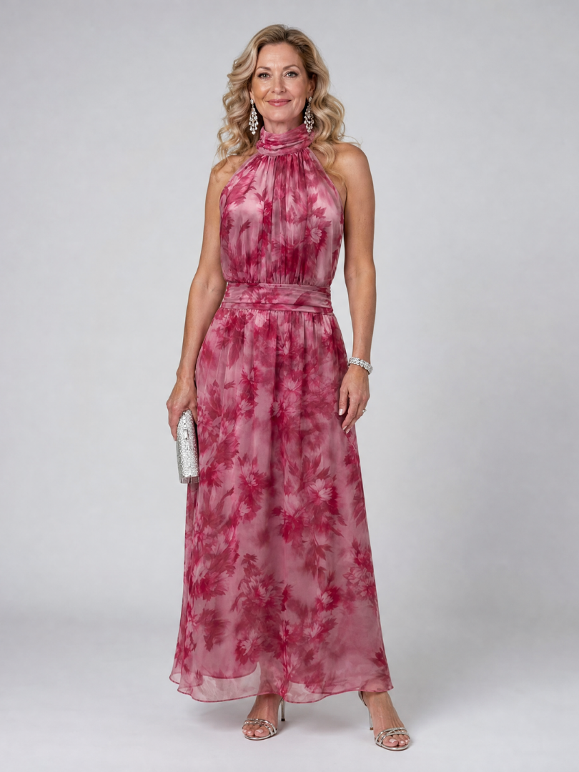 Avien | Elegante Abito Midi con Collo All'Americana - Stile Unico per Ogni Occasione!