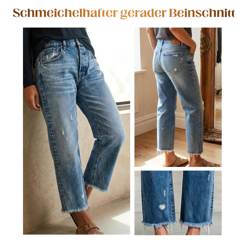 Jeans Dritti Cropped Retro per Donna - Stile Vintage e Comfort Unico!