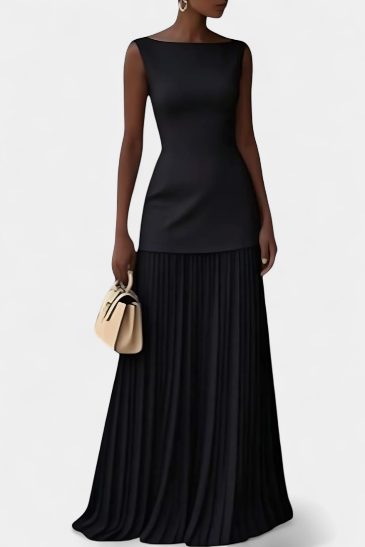 Abito da Sera Lungo in Chiffon Pieghettato Silvana - Eleganza Senza Tempo