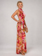 Elisabetta | Abito Maxi Floreale con Collo Halter - Eleganza e Stile per Ogni Occasione!