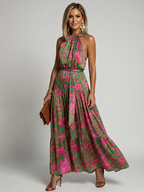 Rowen | Abito Midi Drappeggiato con Scollo Halter – Eleganza e Stile Unici!