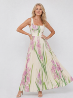 Oriana | Vestito Midi Senza Maniche con Scollo Quadrato e Pieghe - Eleganza e Stile per Ogni Occasione!