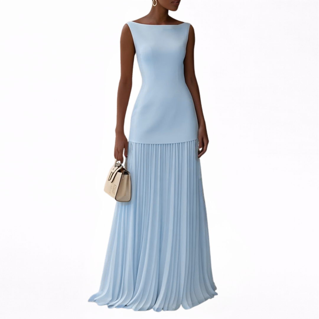 Celeste | Maxi Abito Plissettato Elegante per Ogni Occasione