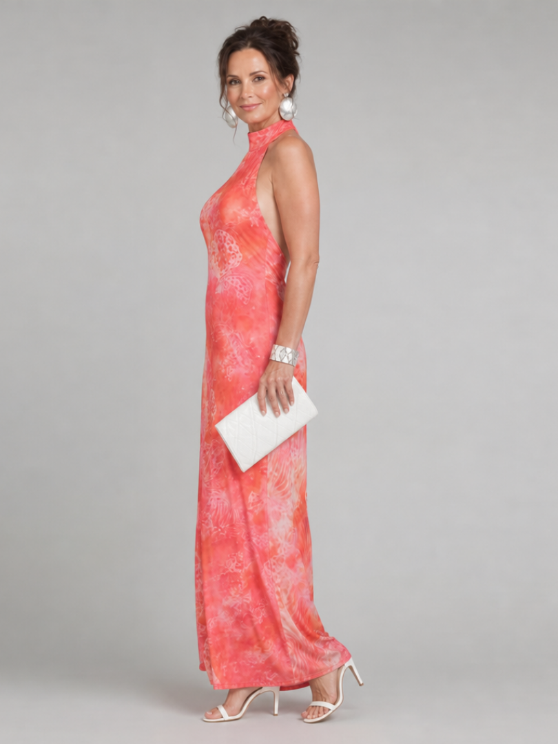 Coraline | Maxi Abito Scollo All'Americana con Stampa Unica - Stile e Comfort