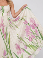 Oriana | Vestito Midi Senza Maniche con Scollo Quadrato e Pieghe - Eleganza e Stile per Ogni Occasione!