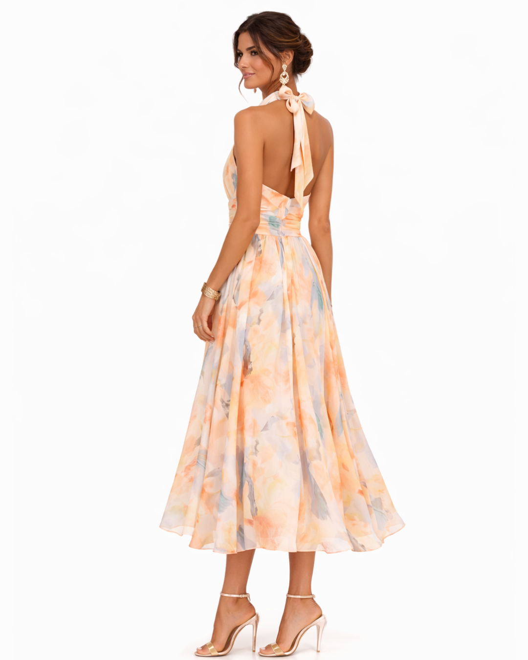 Aurora | Abito Halter con Stampa Acquerello - Eleganza e Stile Unici