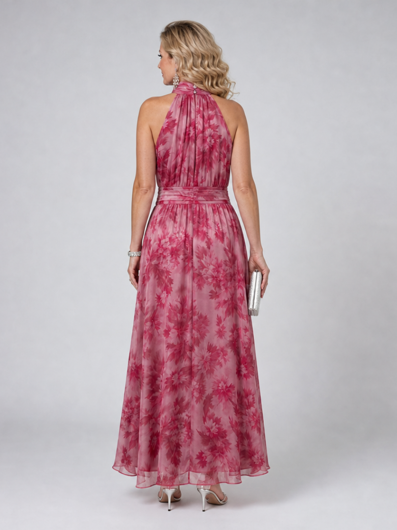 Avien | Elegante Abito Midi con Collo All'Americana - Stile Unico per Ogni Occasione!