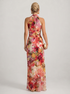 Elisabetta | Abito Maxi Floreale con Collo Halter - Eleganza e Stile per Ogni Occasione!