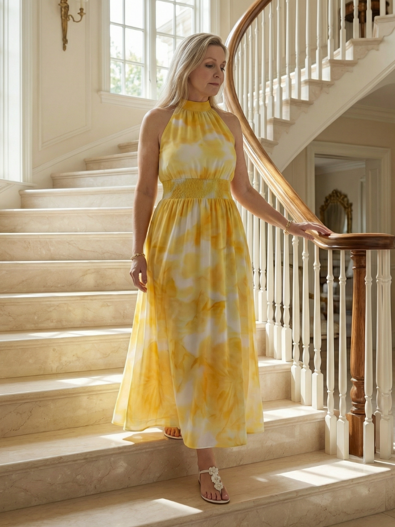Sylin | Abito Midi Elegante con Scollo All'Americana - Stile e Comfort per Ogni Occasione!