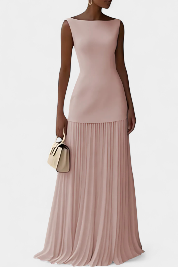 Abito da Sera Lungo in Chiffon Pieghettato Silvana - Eleganza Senza Tempo