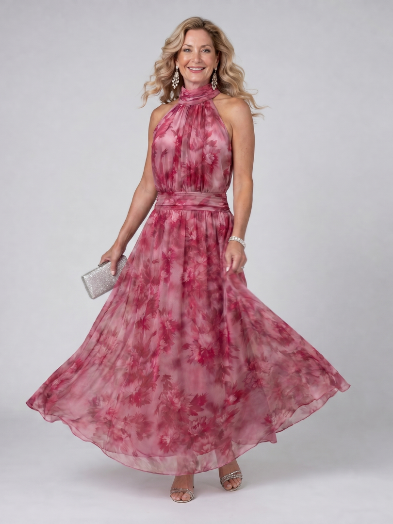 Avien | Elegante Abito Midi con Collo All'Americana - Stile Unico per Ogni Occasione!