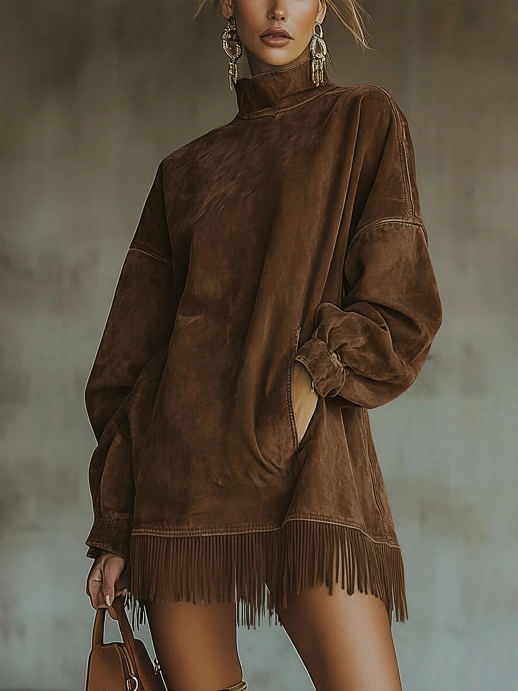 Sheri | Abito Comodo in Suede con Frange - Stile e Comfort per Ogni Occasione!