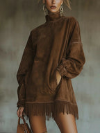 Sheri | Abito Comodo in Suede con Frange - Stile e Comfort per Ogni Occasione!