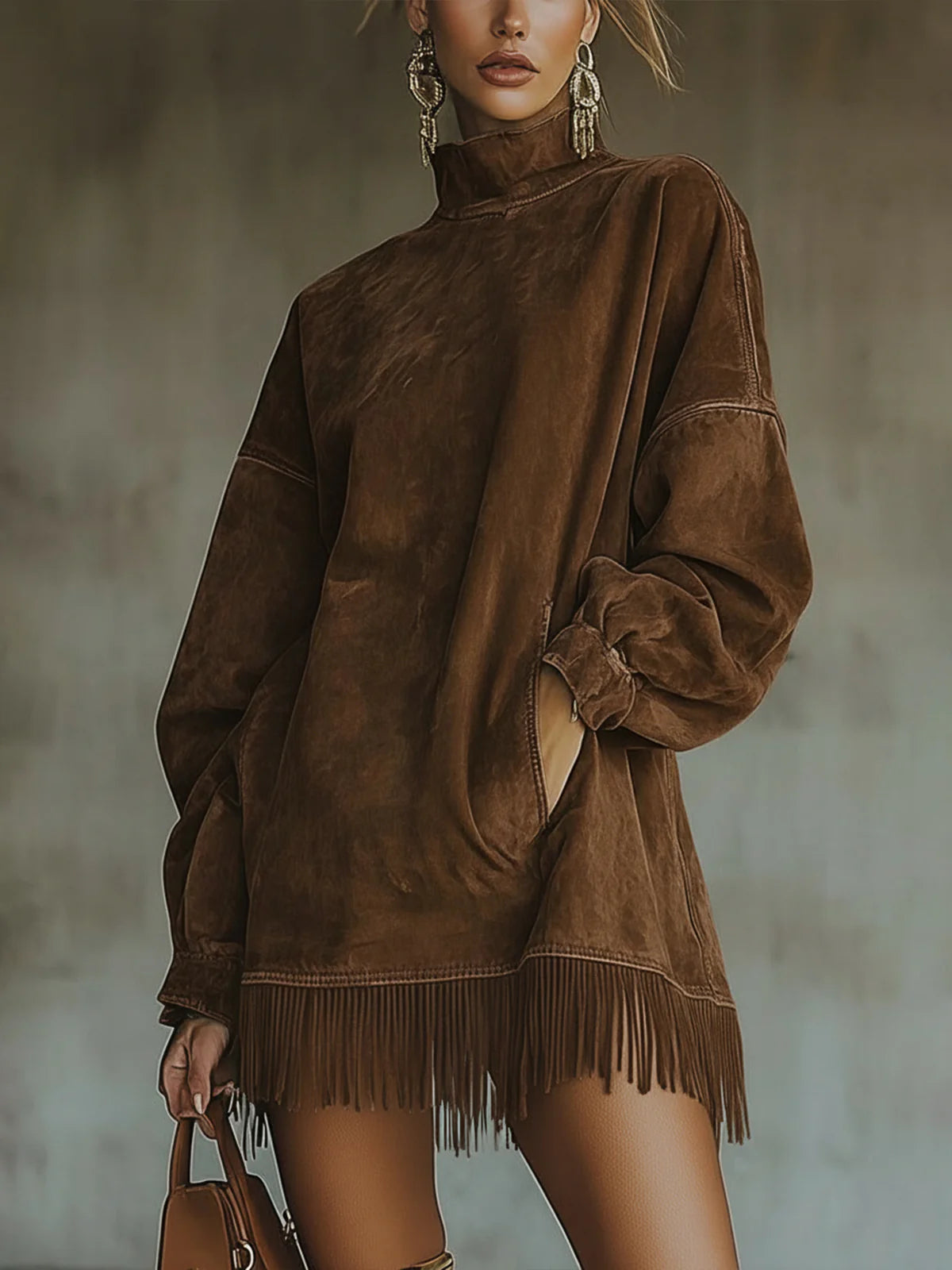 Sheri | Abito Comodo in Suede con Frange - Stile e Comfort per Ogni Occasione!