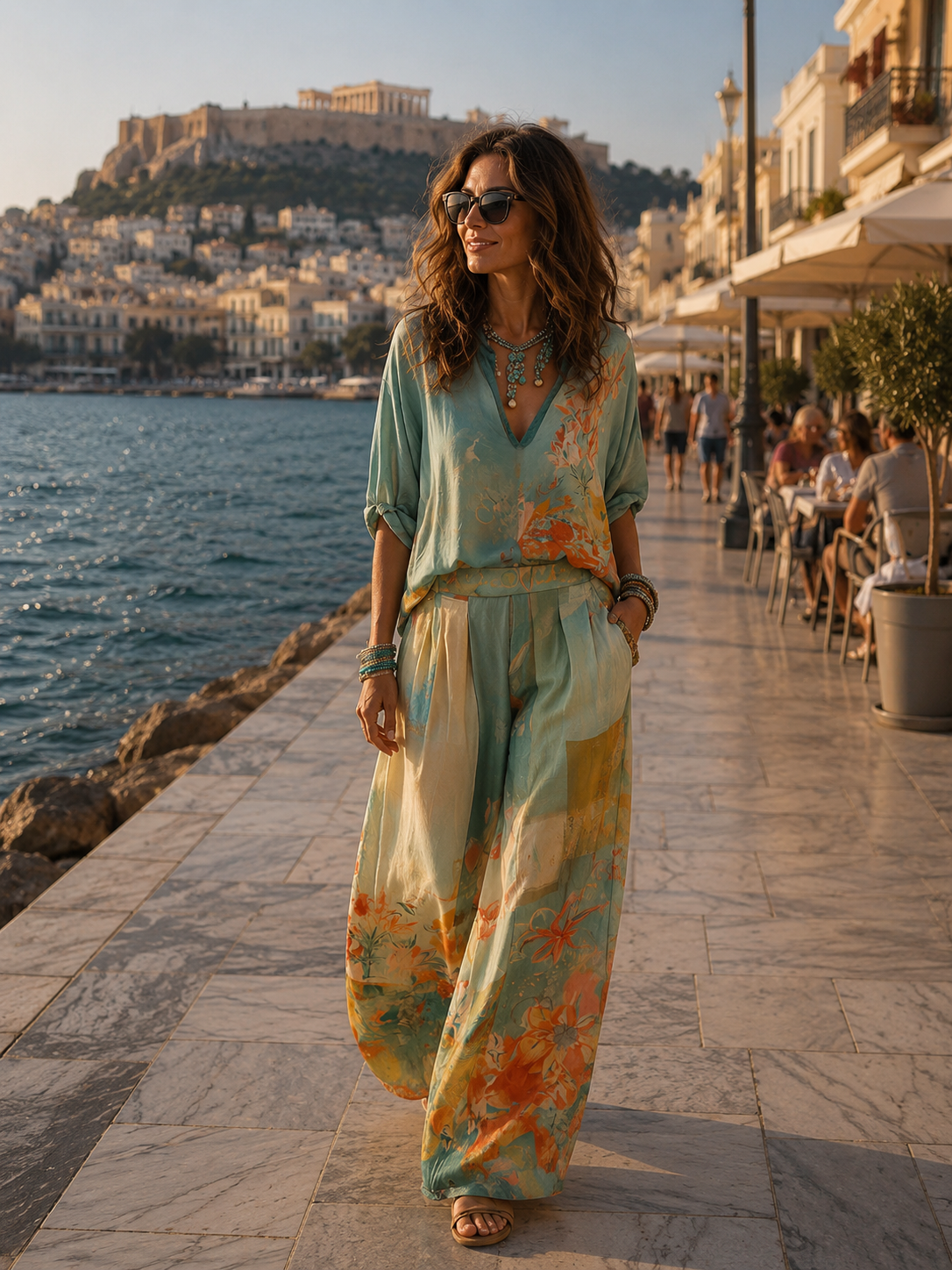 Chiara | Set Floreale Elegante con Pantaloni Ampi - Stile e Comfort per Ogni Occasione!