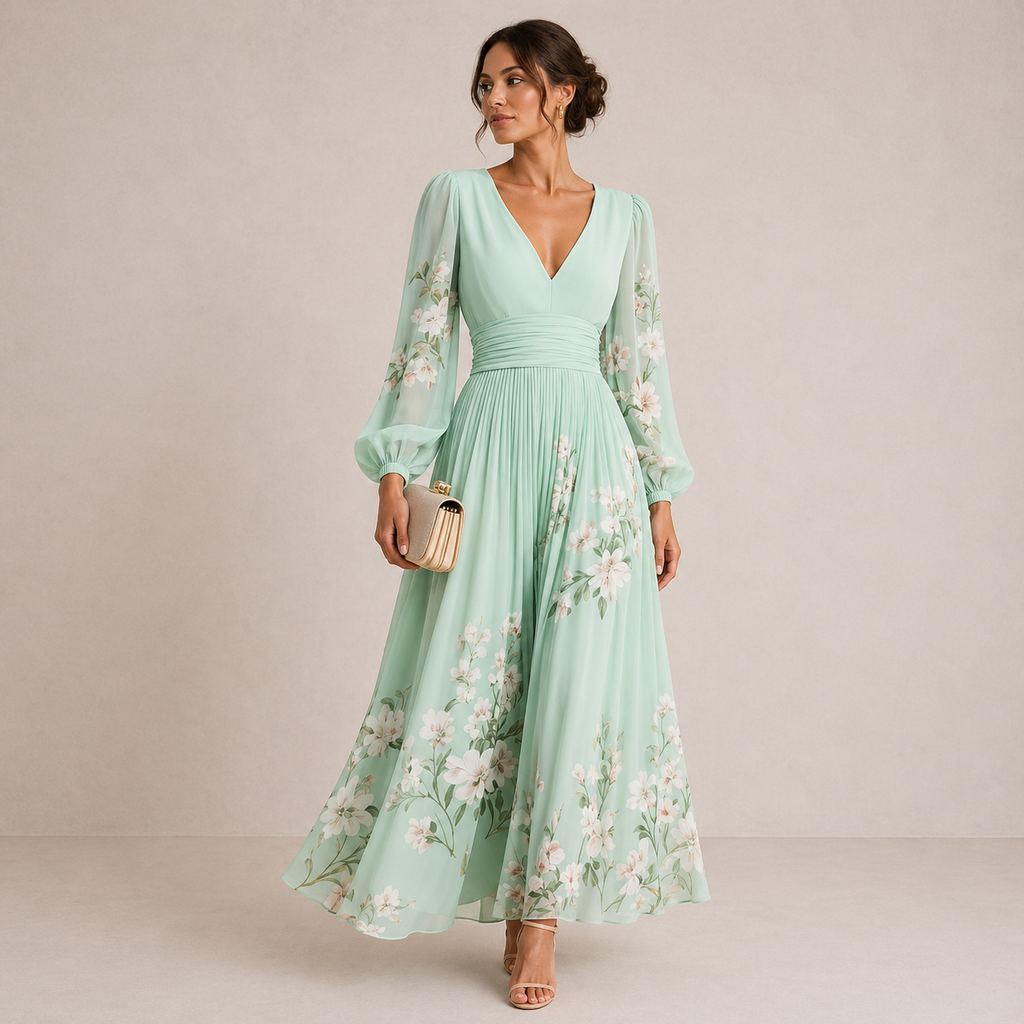 VENIRA | Abito Floreale Verde: Eleganza Naturale per Ogni Occasione