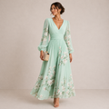 VENIRA | Abito Floreale Verde: Eleganza Naturale per Ogni Occasione