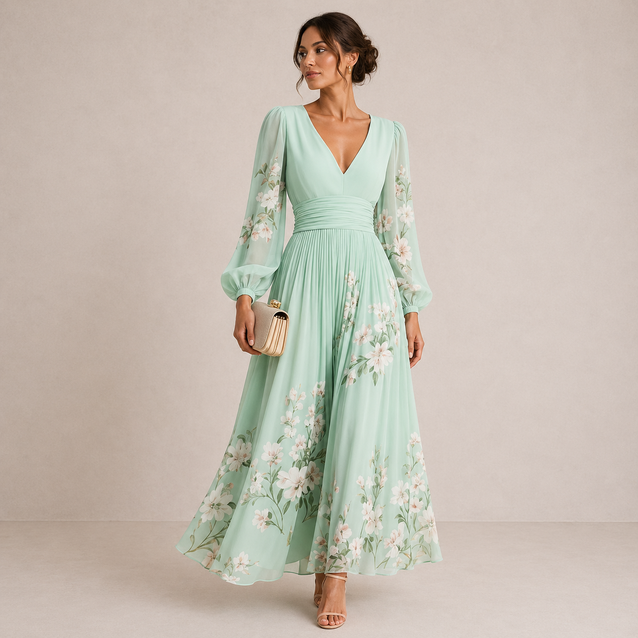 VENIRA | Abito Floreale Verde: Eleganza Naturale per Ogni Occasione