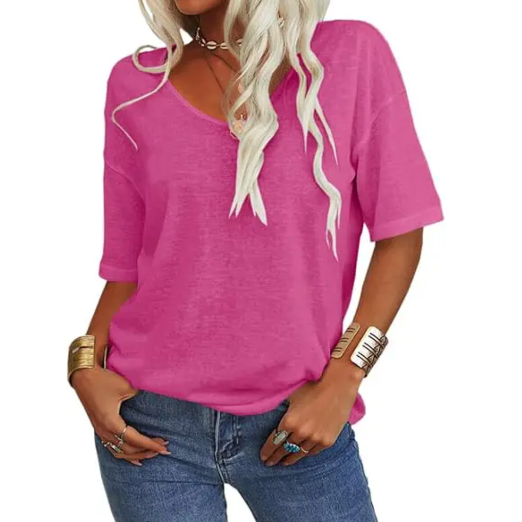 KATIE™ – T-shirt Essenziale Relaxed con Scollo a V: Comfort e Stile per Ogni Occasione!