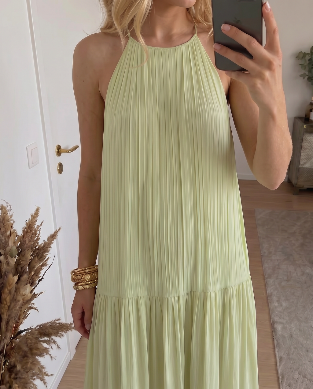 LIVIA | Maxi Abito Boho Verde Pistacchio - Stile Unico per Ogni Occasione!