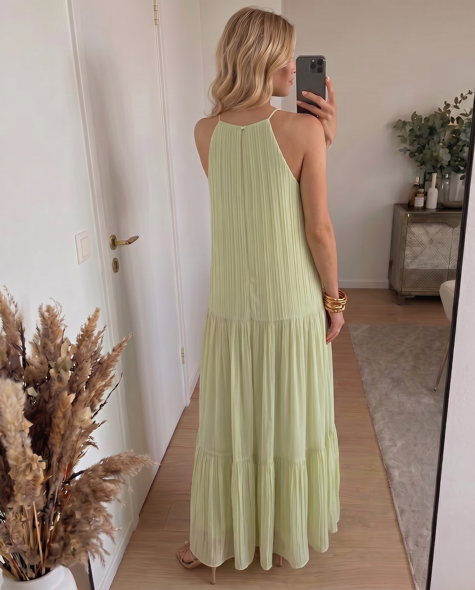 LIVIA | Maxi Abito Boho Verde Pistacchio - Stile Unico per Ogni Occasione!