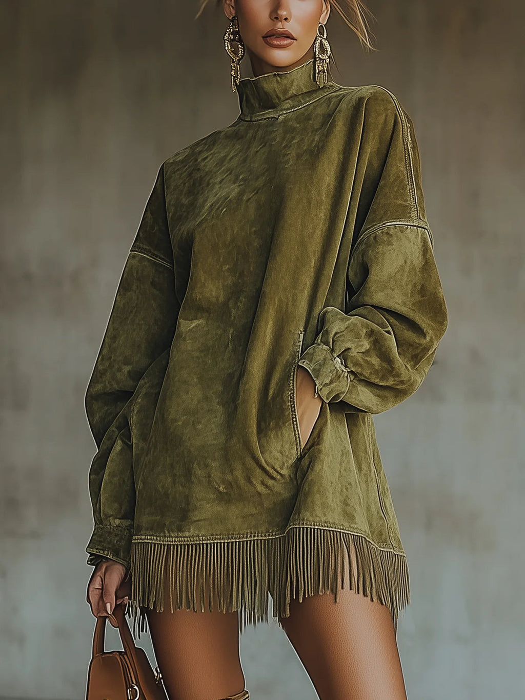 Sheri | Abito Comodo in Suede con Frange - Stile e Comfort per Ogni Occasione!