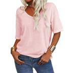 KATIE™ – T-shirt Essenziale Relaxed con Scollo a V: Comfort e Stile per Ogni Occasione!