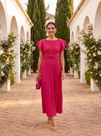 Seraphina | Maxi Abito Plissettato Elegante con Vita Annodata - Stile e Comfort per Ogni Occasione!