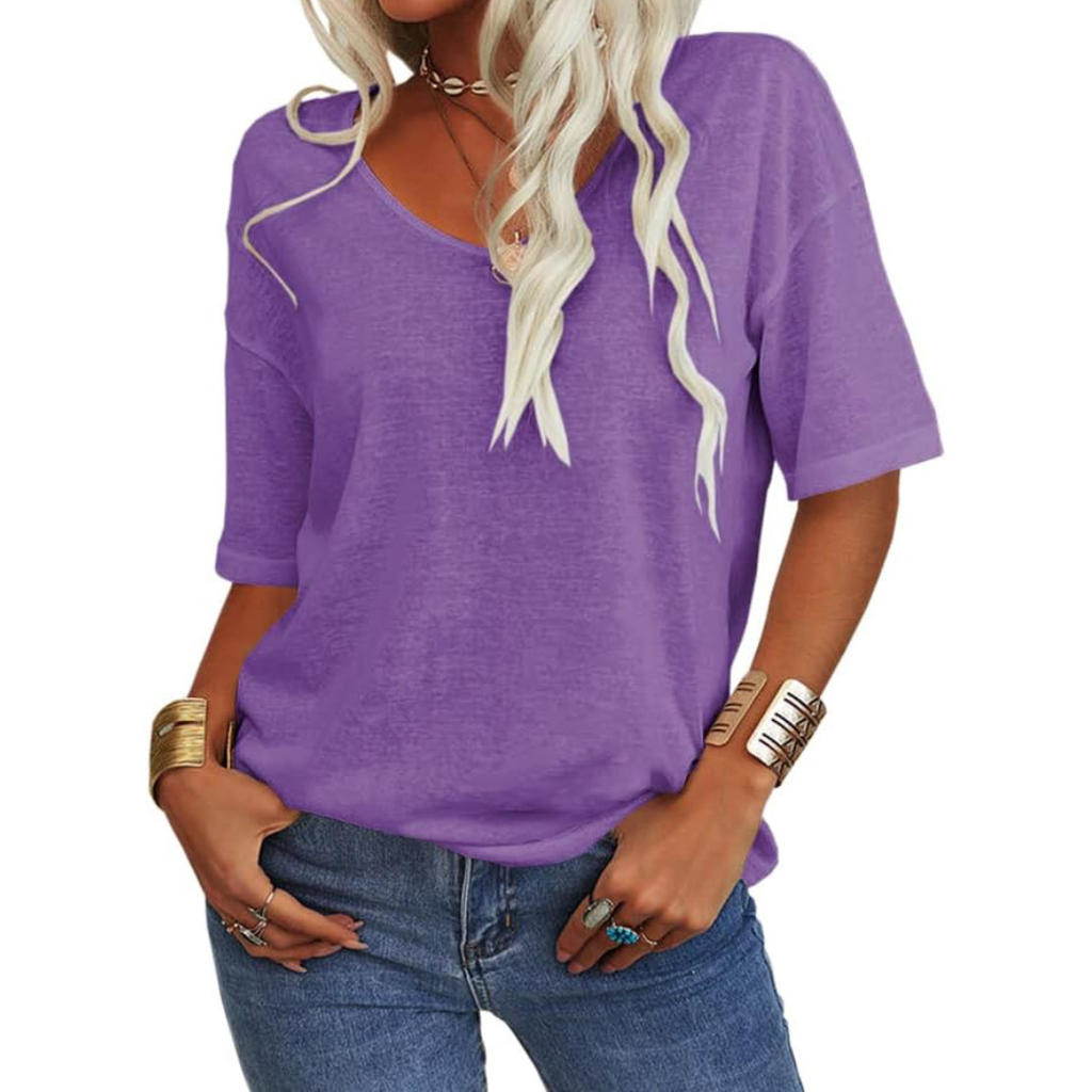 KATIE™ – T-shirt Essenziale Relaxed con Scollo a V: Comfort e Stile per Ogni Occasione!