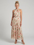 Aurelle | Abito Midi Floreale con Scollo Halter - Eleganza e Stile per Ogni Occasione!
