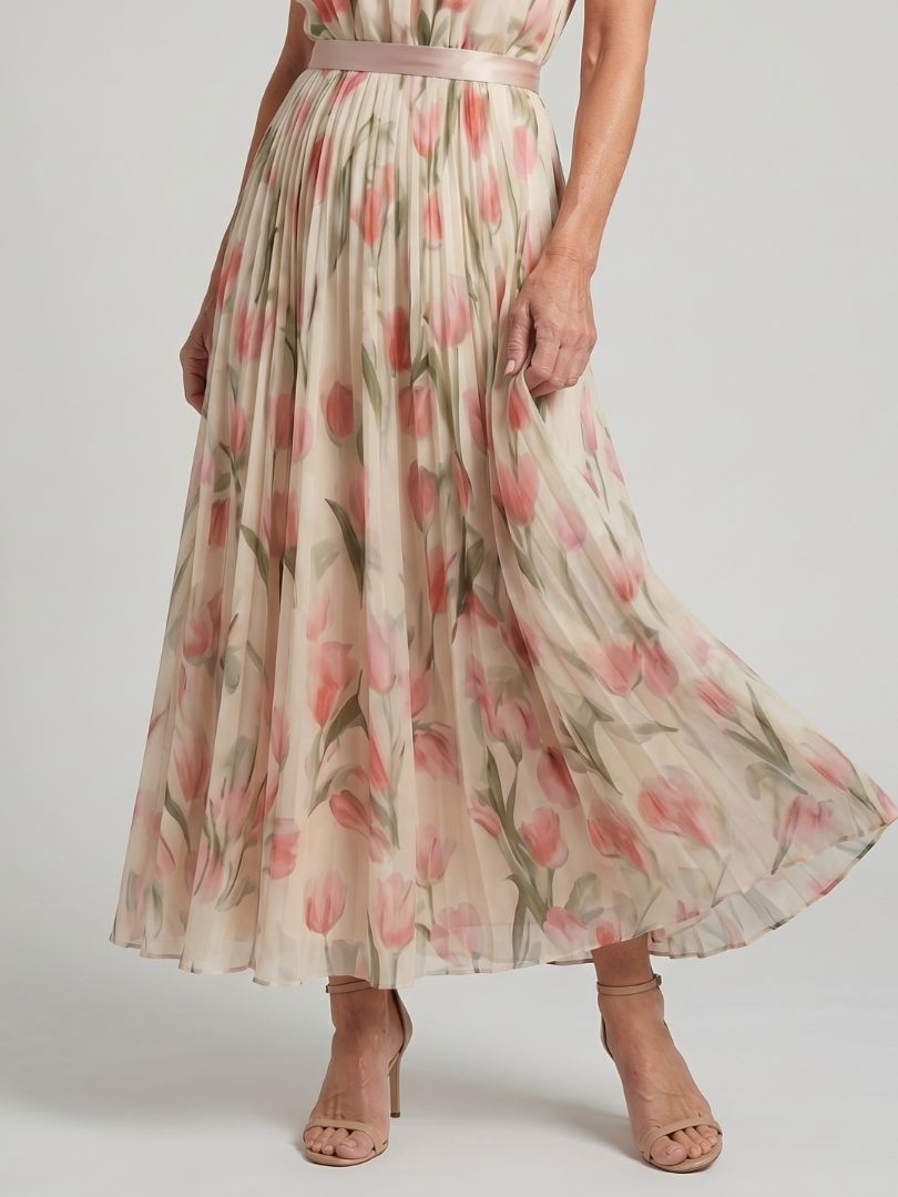 Aurelle | Abito Midi Floreale con Scollo Halter - Eleganza e Stile per Ogni Occasione!