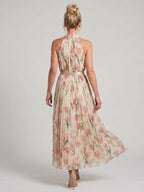 Aurelle | Abito Midi Floreale con Scollo Halter - Eleganza e Stile per Ogni Occasione!