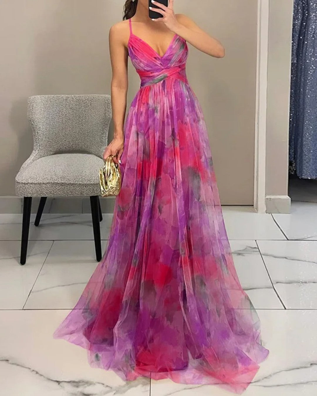 Giselle | Maxi-Abito Floreale Incantevole per un Look da Sogno