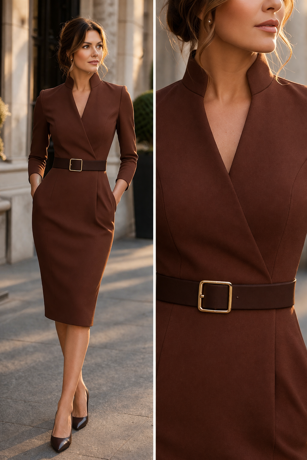 TIVARA | Abito Nero Elegante con Cintura - Stile e Comfort per Ogni Occasione