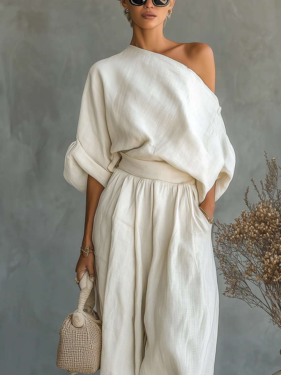 Eleonora | Set Elegante a Due Pezzi con Spalla Scoperta - Stile e Femminilità