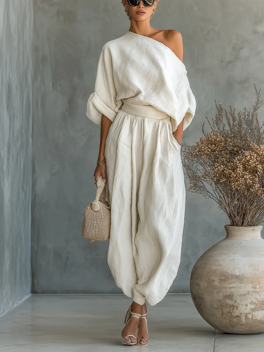 Eleonora | Set Elegante a Due Pezzi con Spalla Scoperta - Stile e Femminilità
