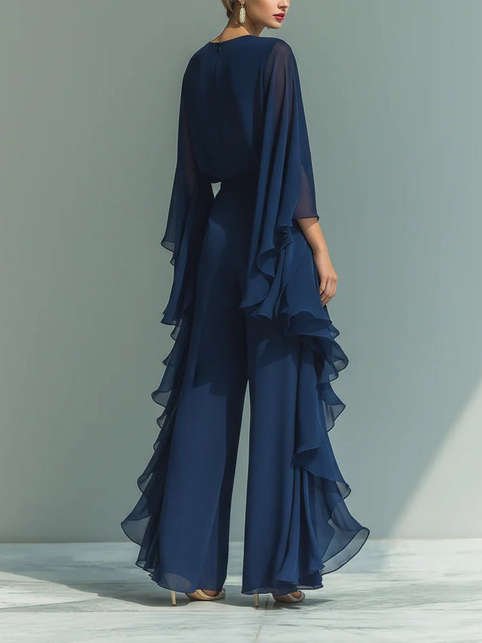 Helena | Completo Chic in Chiffon con Volant - Eleganza Senza Tempo