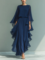 Helena | Completo Chic in Chiffon con Volant - Eleganza Senza Tempo
