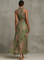Livia | Maxi Abito Floreale con Scollatura Halter - Eleganza e Stile per Ogni Occasione!