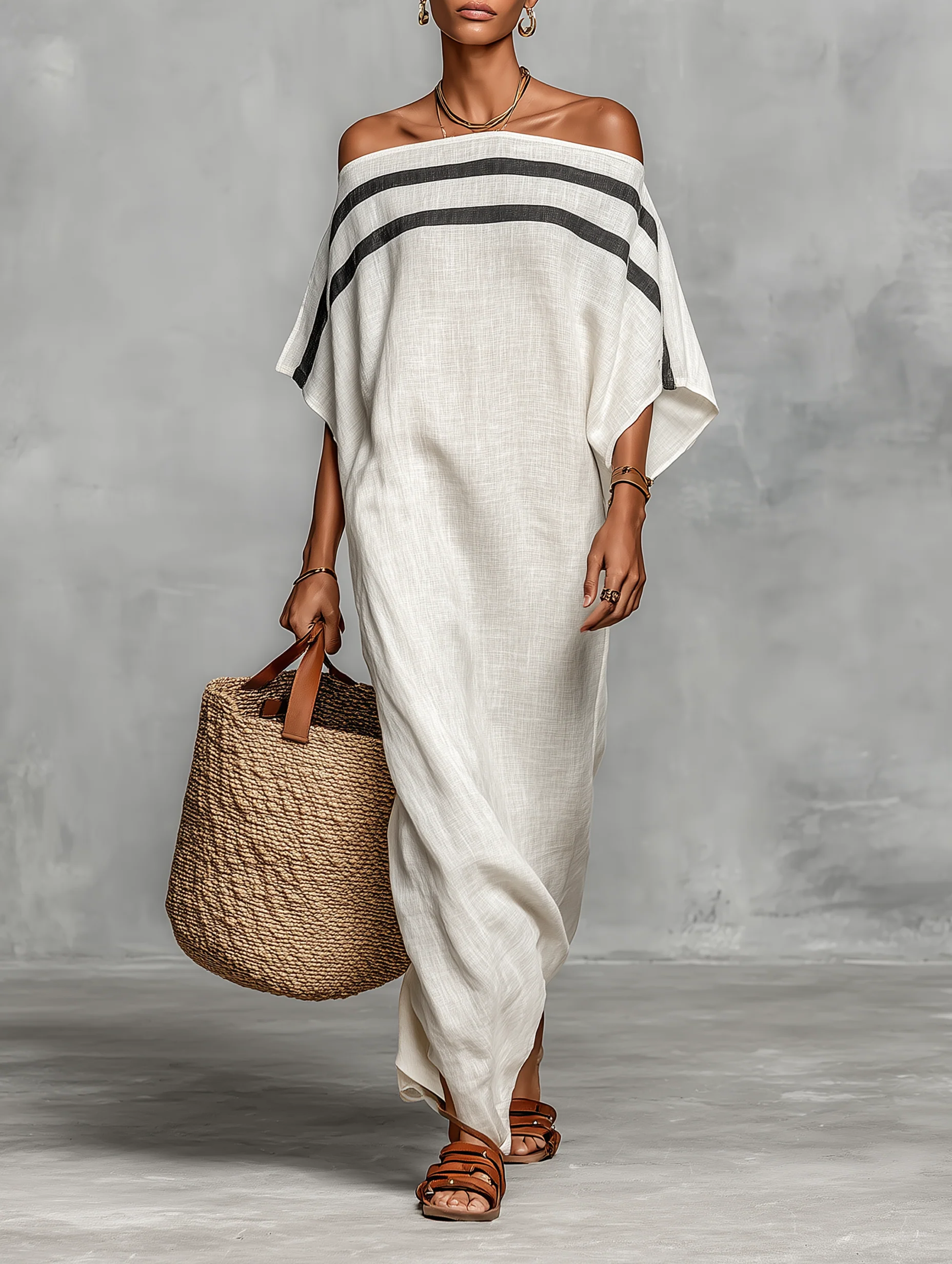 Aveline™ | Abito Maxi Off-Shoulder con Maniche a Pipistrello - Eleganza e Stile Unici!