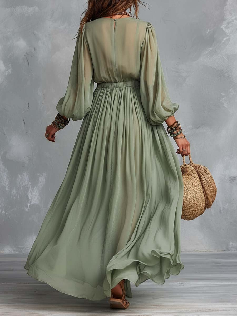 Élodine™ | Abito Maxi Bohemien con Stampa Floreale - Eleganza e Stile per Ogni Occasione!